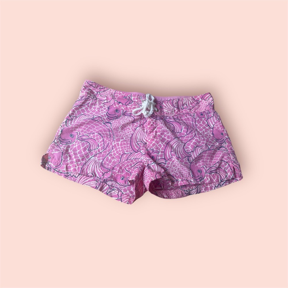 Lilly Pulitzer koi fish board shorts swim pink navy extra small